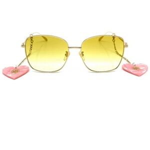 Gucci Gold and Pink Aviator Sunglasses